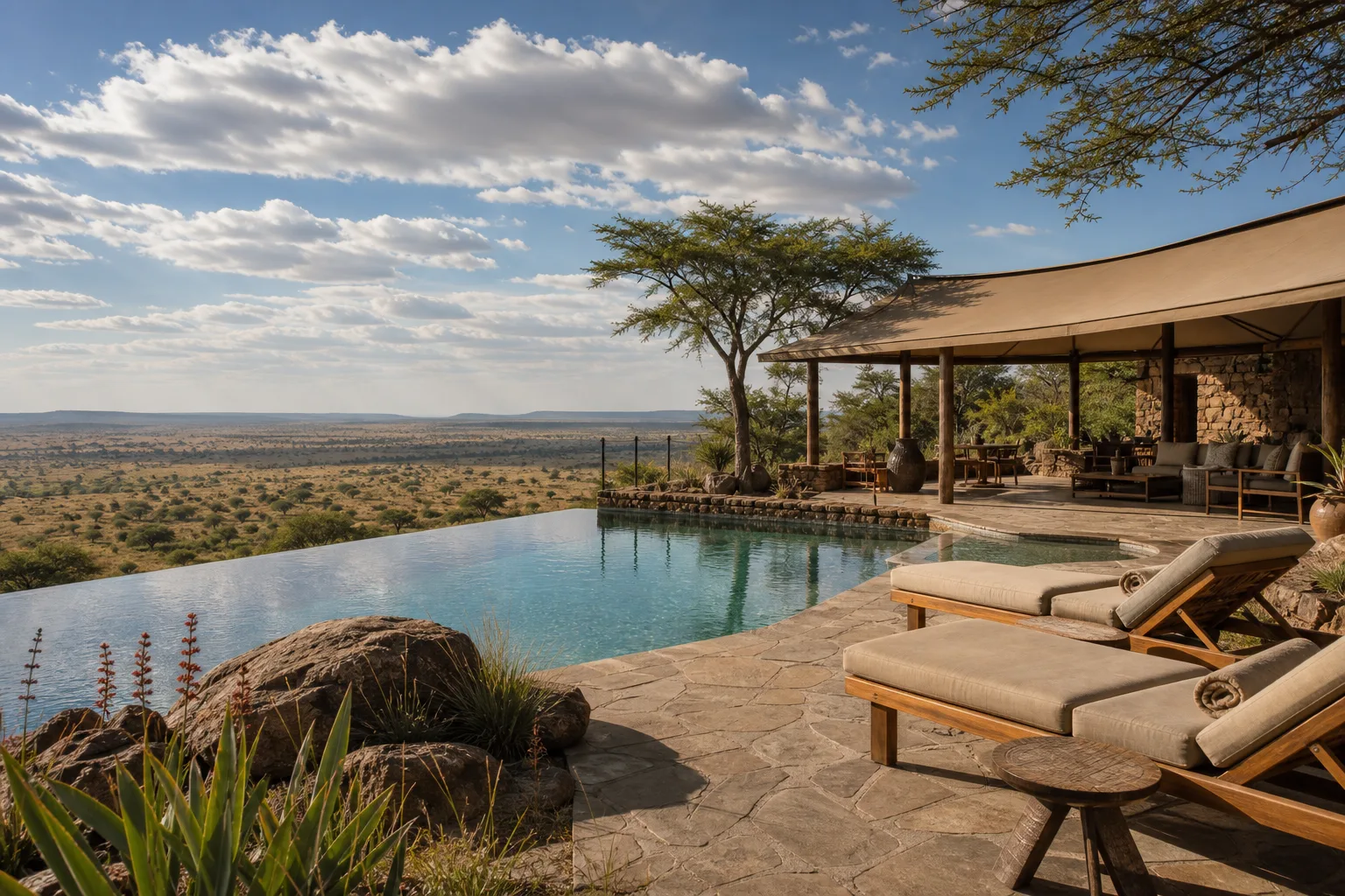 Sample placeholder safari lodge pool and common area concept